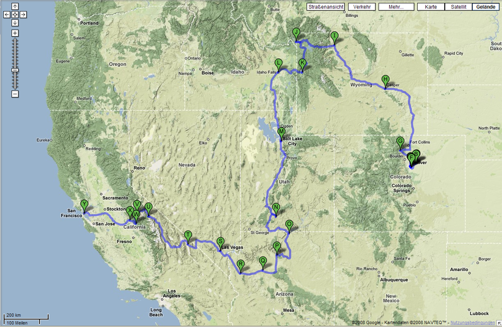 Überblick USA - Durch die Rockies zum Pazifik